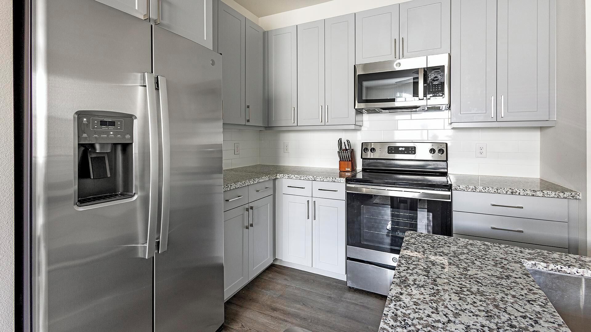 Fridge, dining tables