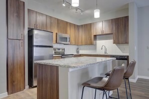 Fridge, dining tables