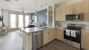 Fridge, dining tables