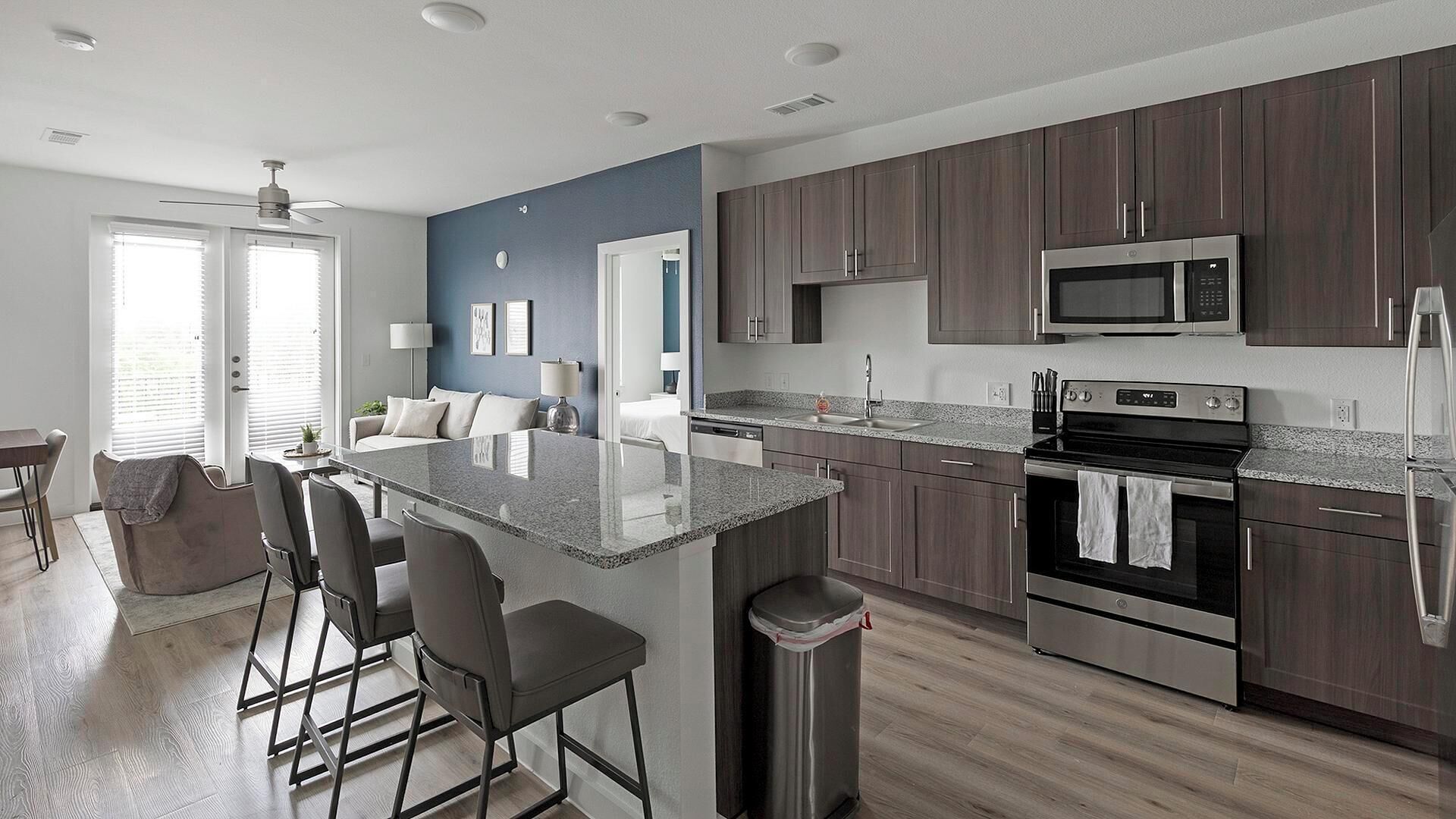 Fridge, dining tables