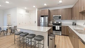 Fridge, dining tables