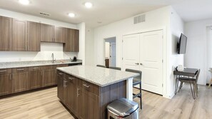 Fridge, dining tables