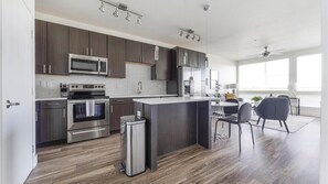 Fridge, dining tables - Landing | Incredible 1BD, Gym, Clubhouse (Denver)