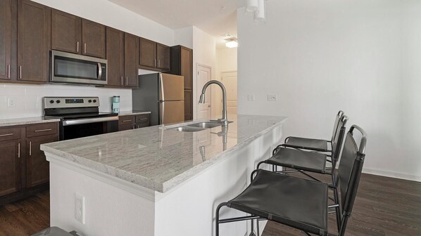 Fridge, dining tables