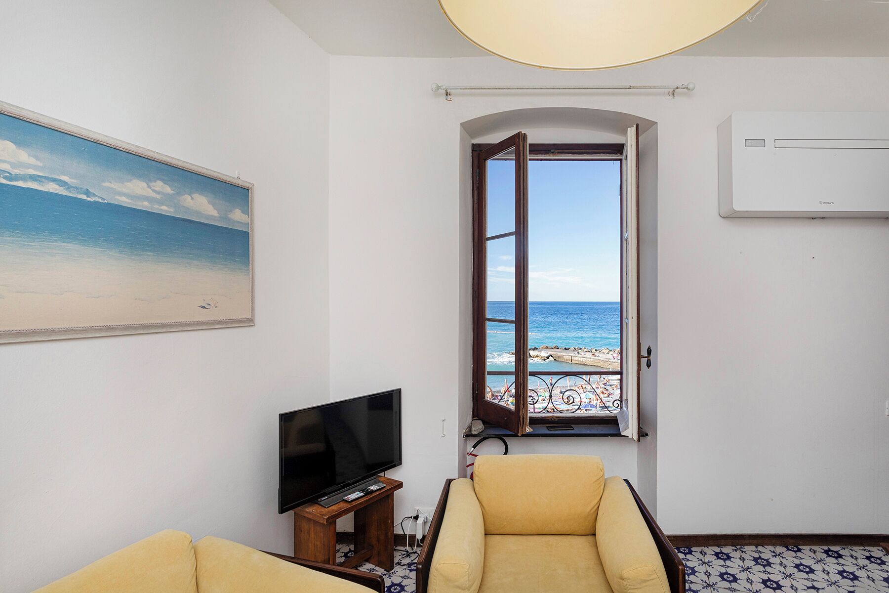 Apartment, 2 Bedrooms, Sea View | Living area | 30-inch TV with satellite channels
