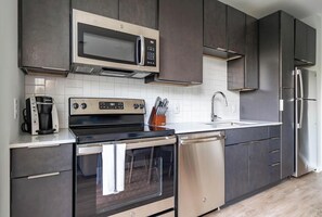 Fridge, dining tables - Landing | Incredible Studio, Pool, Courtyard (Durham)
