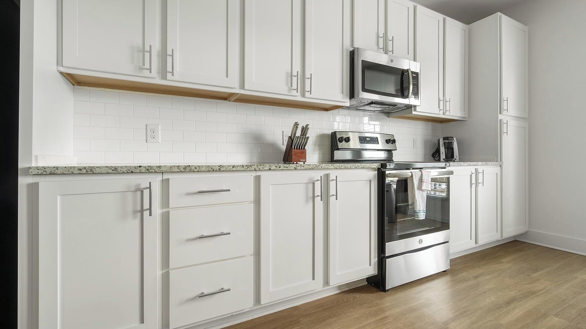 Fridge, dining tables