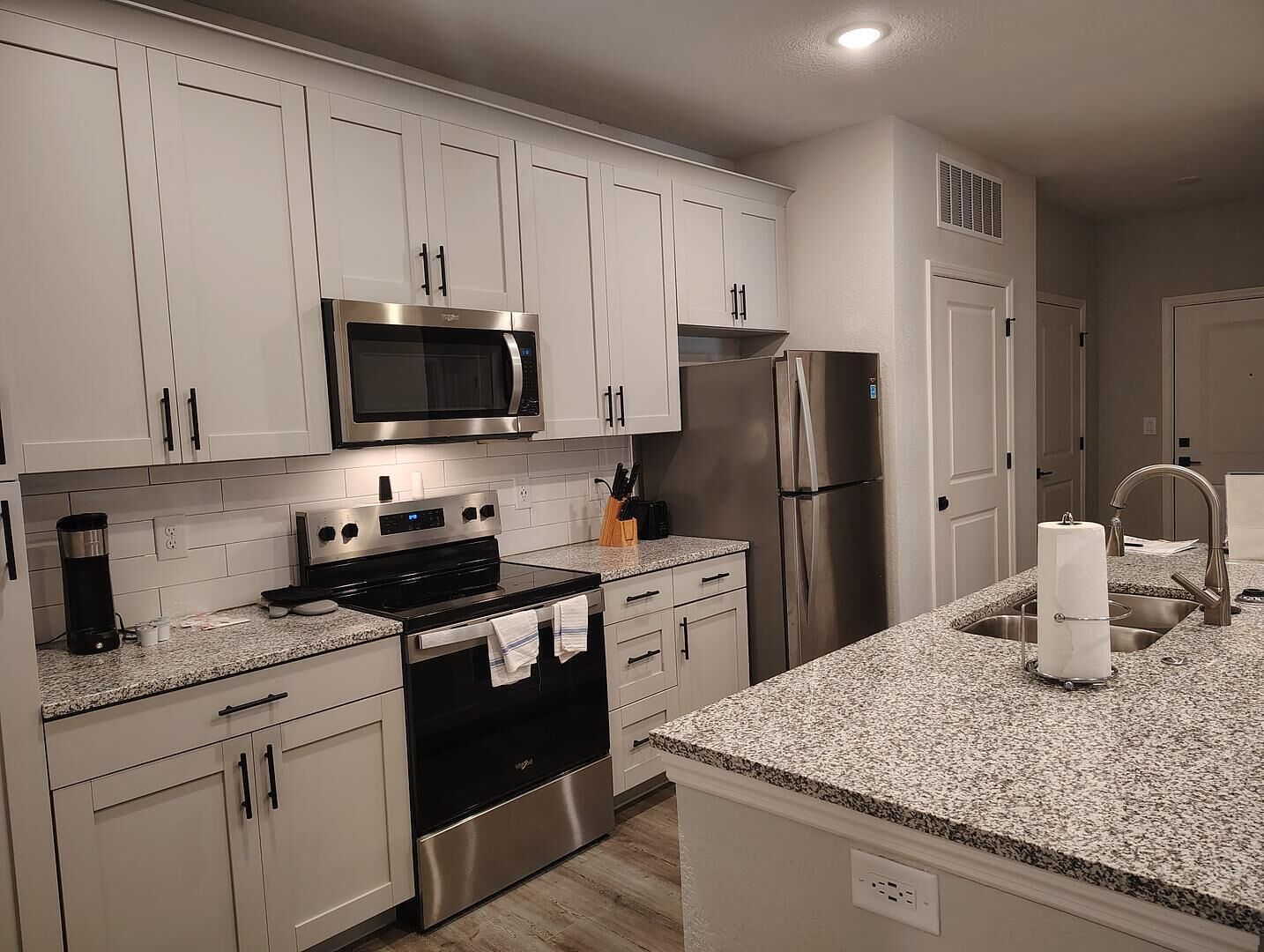 Fridge, dining tables