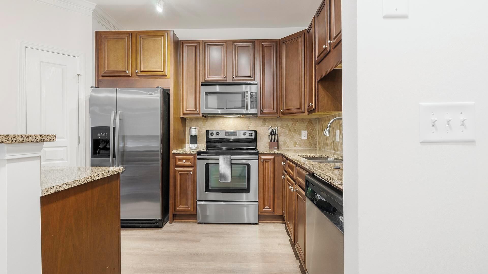 Fridge, dining tables