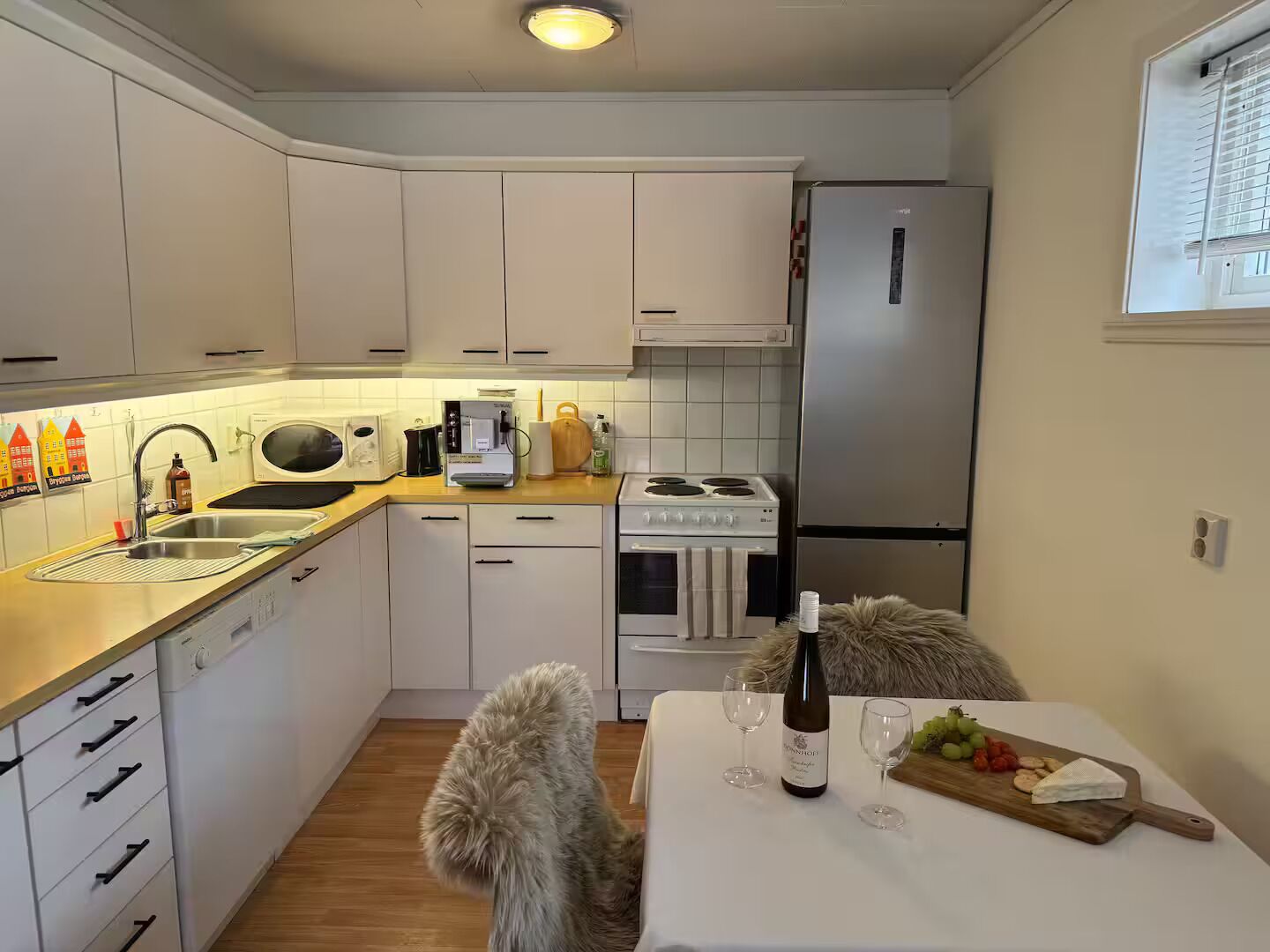 Fridge, oven, stovetop, dishwasher