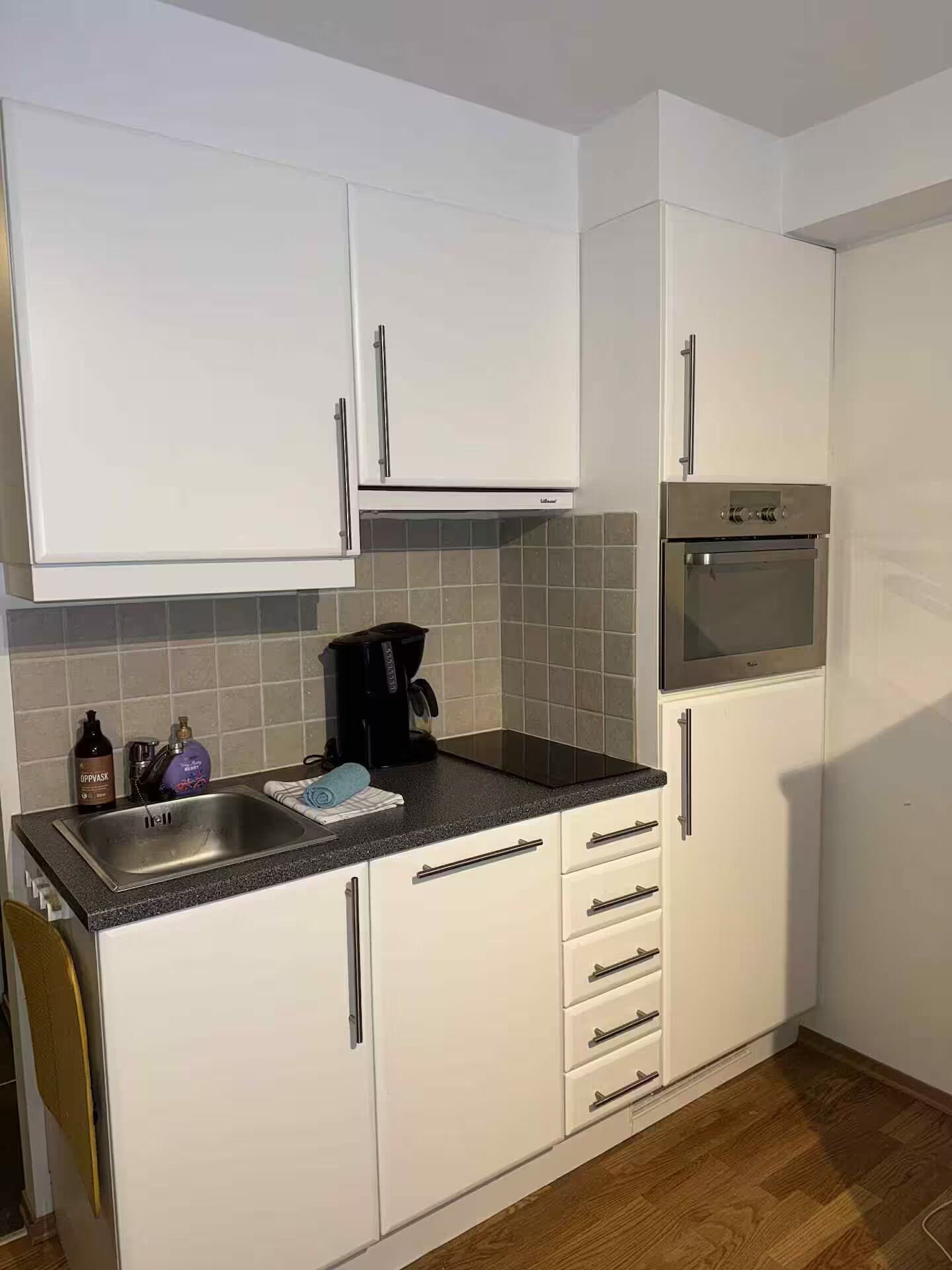 Kjøleskap, mikrobølgeovn, ovn og kokeplater