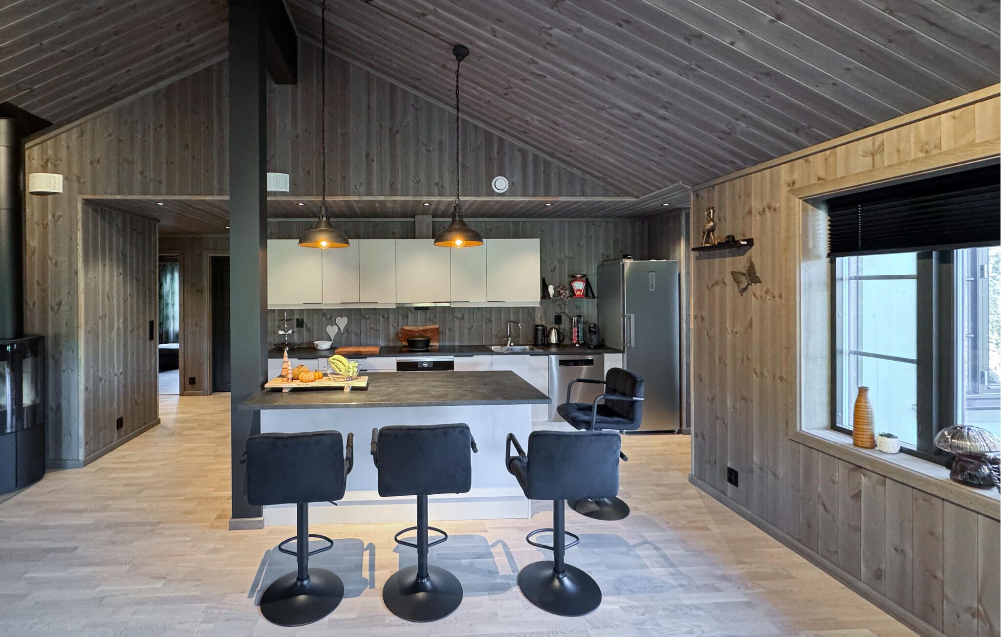 Kjøleskap, kokeplater, oppvaskmaskin og kaffetrakter/tekoker