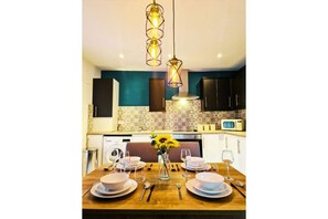 Fridge, microwave, oven, stovetop - Lodginet Stays - County Heights | 2BR Flat 3 (Liverpool)