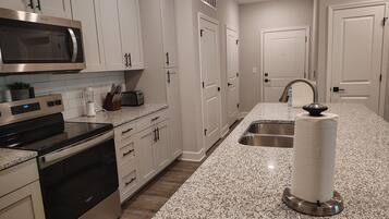 Fridge, dining tables