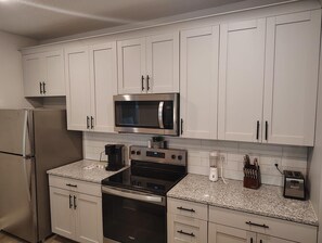 Fridge, dining tables