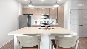 Fridge, dining tables