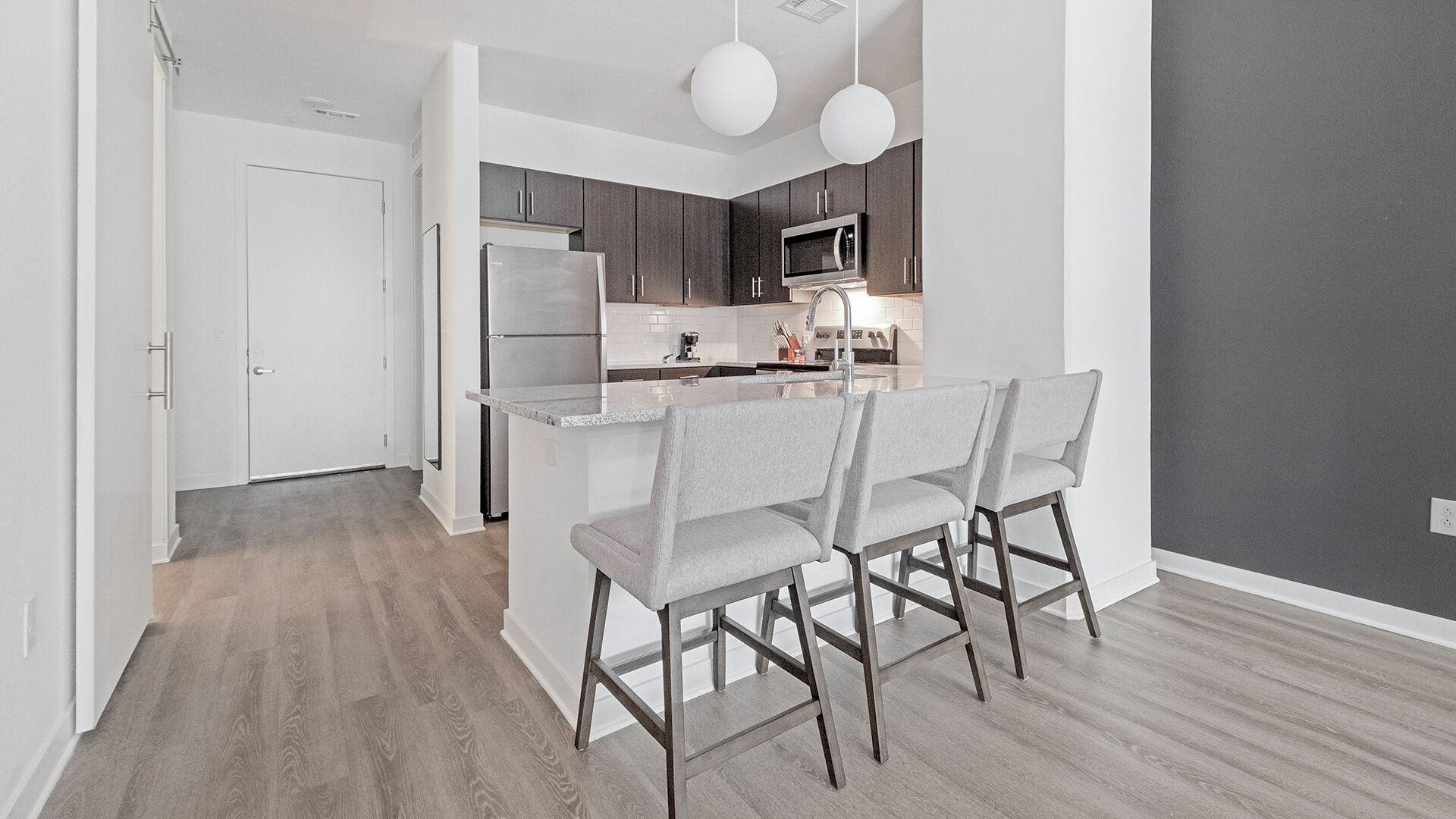 Fridge, dining tables