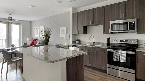 Fridge, dining tables