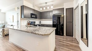 Fridge, dining tables - Landing | Modern 1BD, Gym (Glendale)