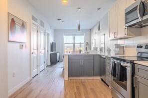 Fridge, dining tables - Landing | Amazing 1BD, Gym (Ithaca)