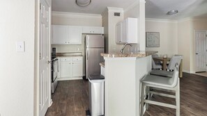 Fridge, dining tables