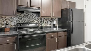 Fridge, dining tables