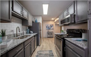 Fridge, dining tables