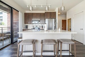 Fridge, dining tables - Landing | Amazing 2BD, Gym, Courtyard (Milwaukee)