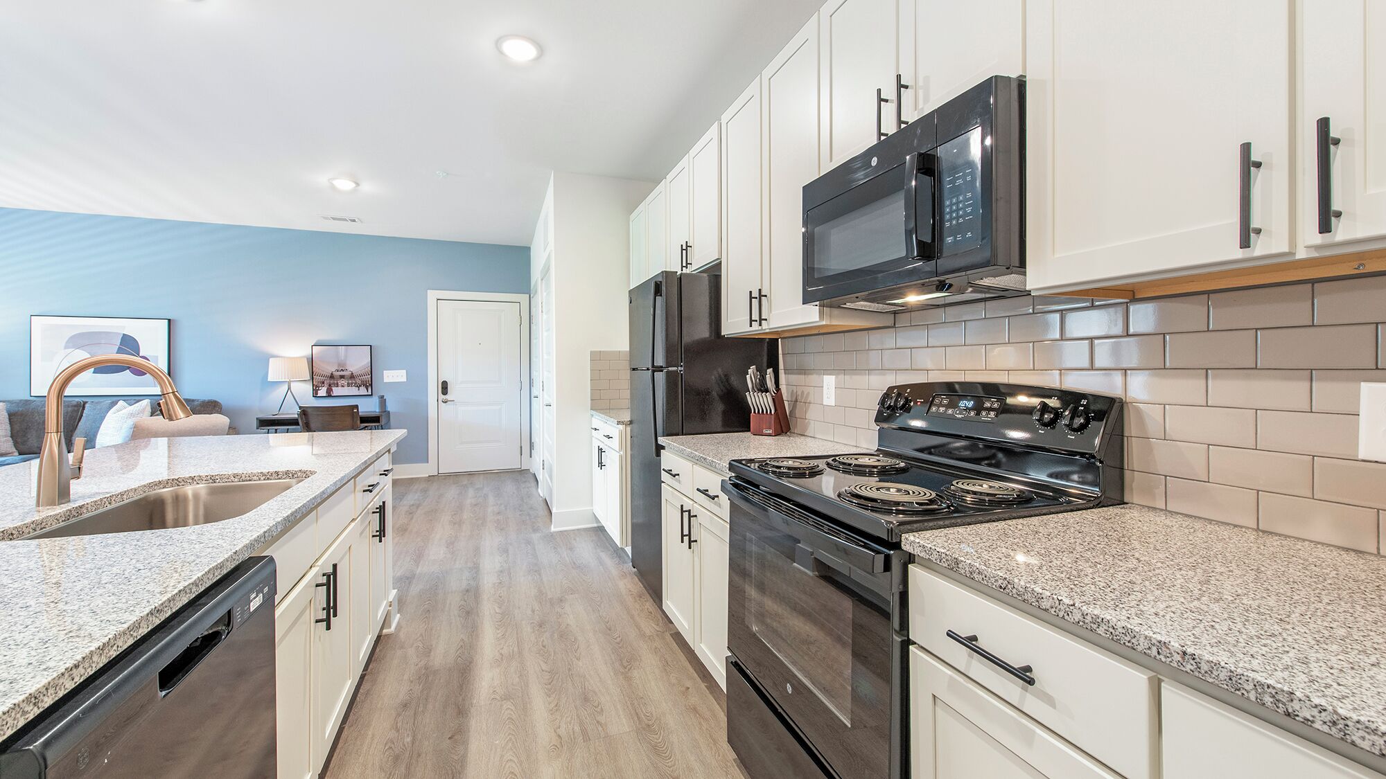 Fridge, dining tables