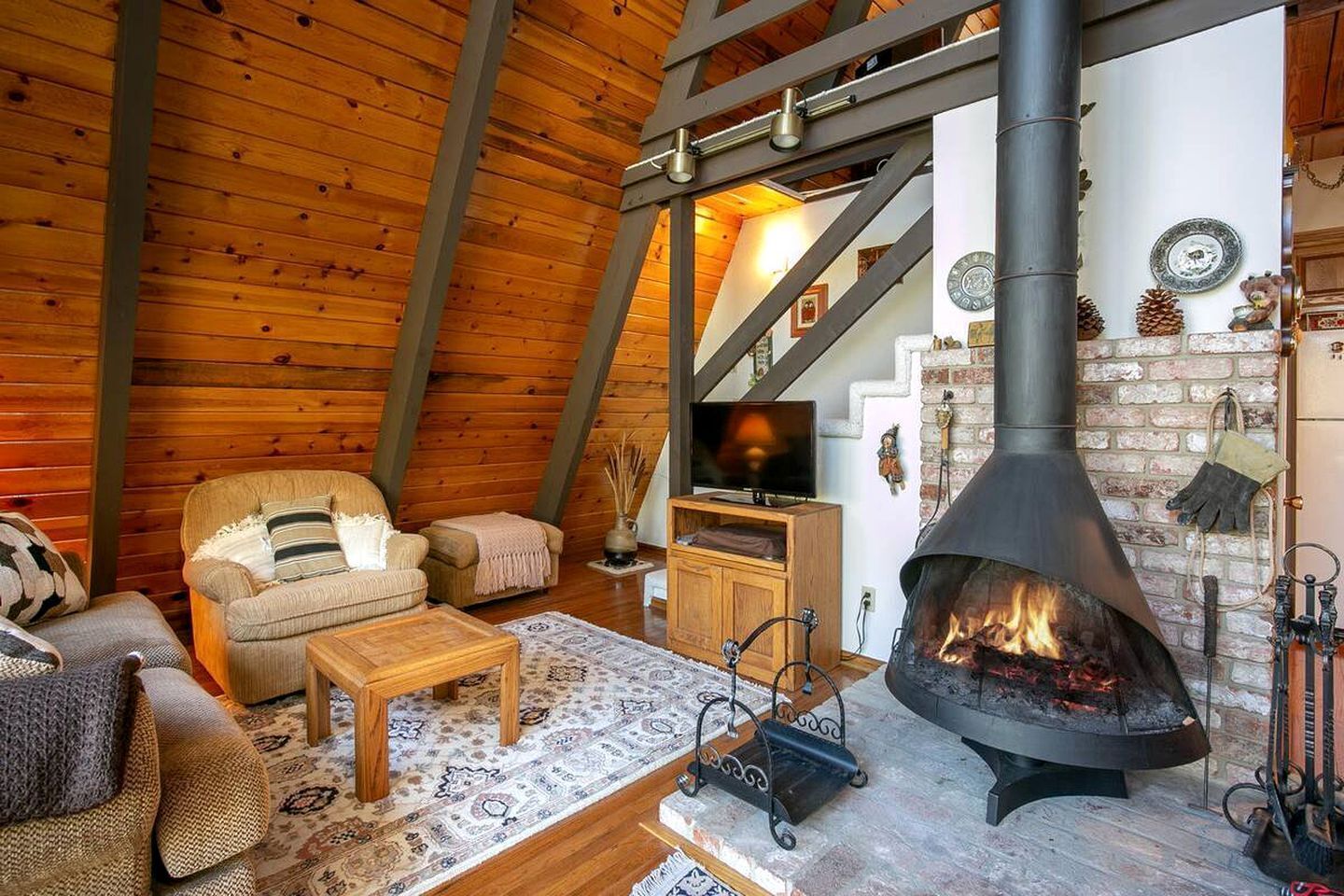 TV, fireplace, DVD player, video library