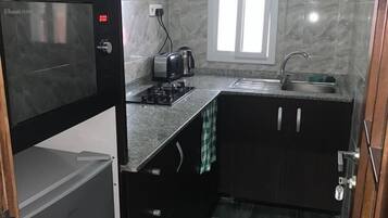 Classic Apartment, Patio, City View | Private kitchen | Mini-fridge, microwave, cookware/dishes/utensils