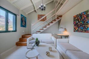 Apartment, 1 Bedroom, Smoking, Pool Access | Living room | Fireplace - Gallery Apartment (Viannos)