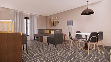 Presidential-sviitti, kaupunkinäköala | Oleskelualue | Älytelevisio, Netflix, suoratoistopalvelut