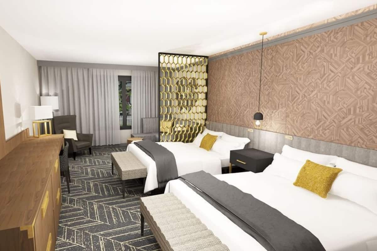 Deluxe Suite, 2 Queen Beds, City View | Premium bedding, pillowtop beds, free minibar, in-room safe