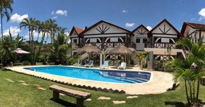 Outdoor pool, open 8:00 AM to 8:00 PM, sun loungers