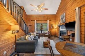 Cabin, Multiple Beds, Patio, Garden View (Whitetail Cabin) | Living area - Whitetail Cabin Getaway for 6 (Branson)