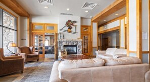 TV, fireplace - Walk to Lifts | Cozy 1BR Condo w/ Fireplace + Pool (Keystone)