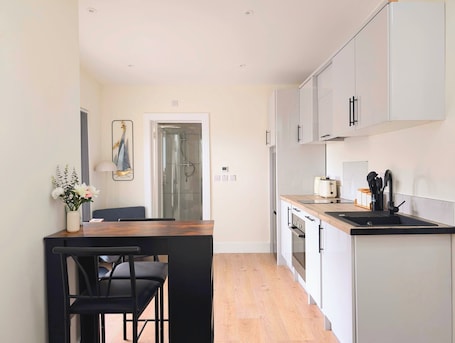 Private kitchen. 1-bedroom garden apartment in the foothills of Dublin Mountains.