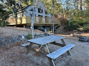 Outdoor dining - Lakefront Cabin/Cottage for Family Fun on Balch Lake! (Newfield)