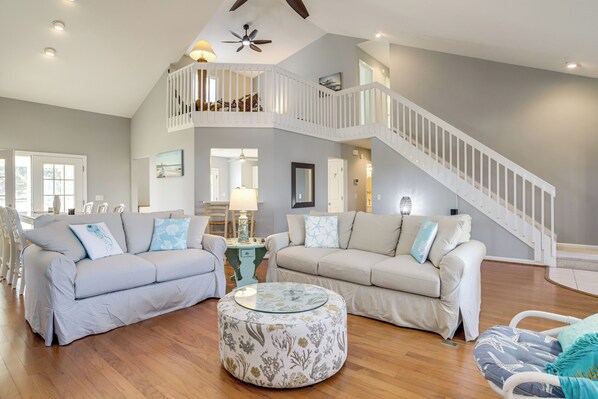 TV, fireplace - 2 Mi to Bethany Beach: Family Retreat w/ Sunroom! (Ocean View)