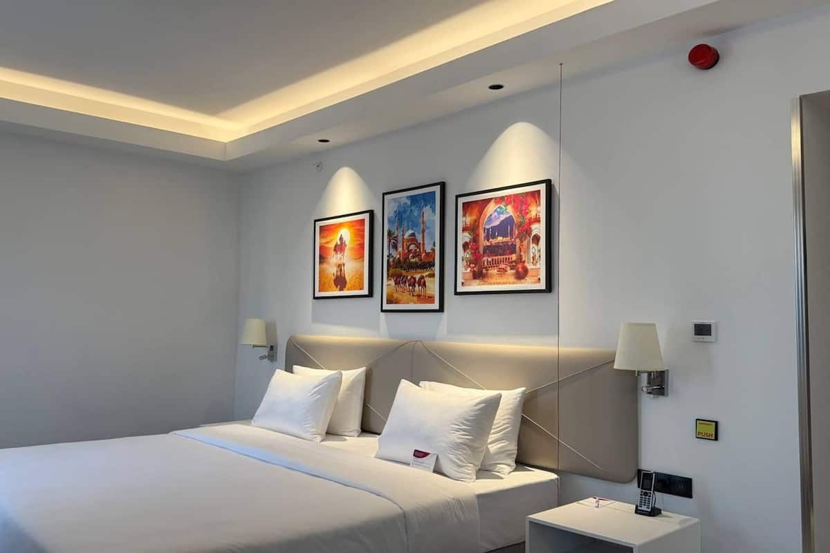 Phòng, 1 giường cỡ king, trang thiết bị hỗ trợ người có khó khăn khi di chuyển (Bathtub W/grab Bars) | Két bảo mật tại phòng, màn/rèm cản sáng