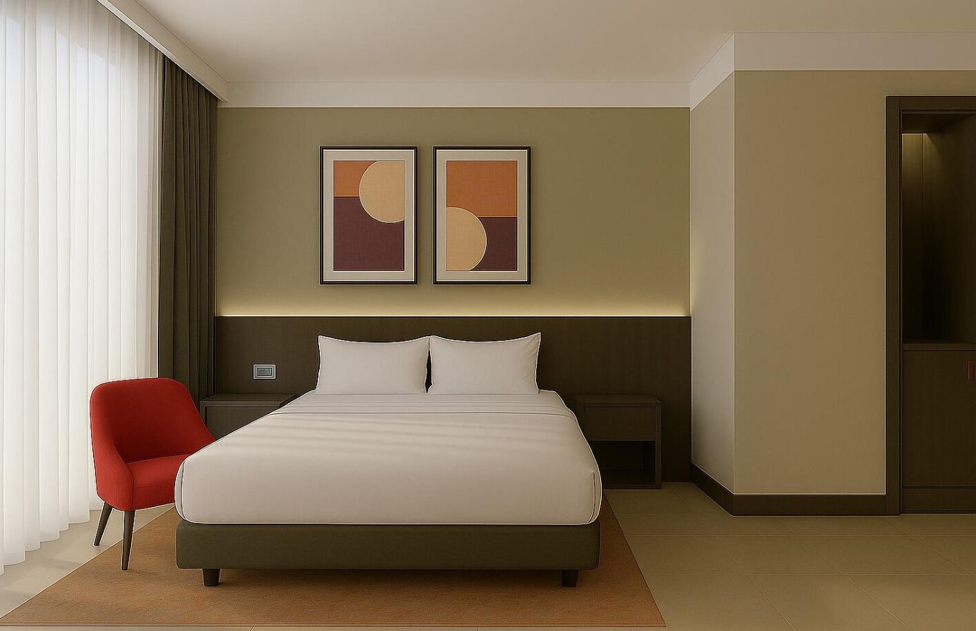 标准房, 1 张特大床 | 高档床上用品、Select Comfort 床、客房内保险箱、笔记本电脑工作区