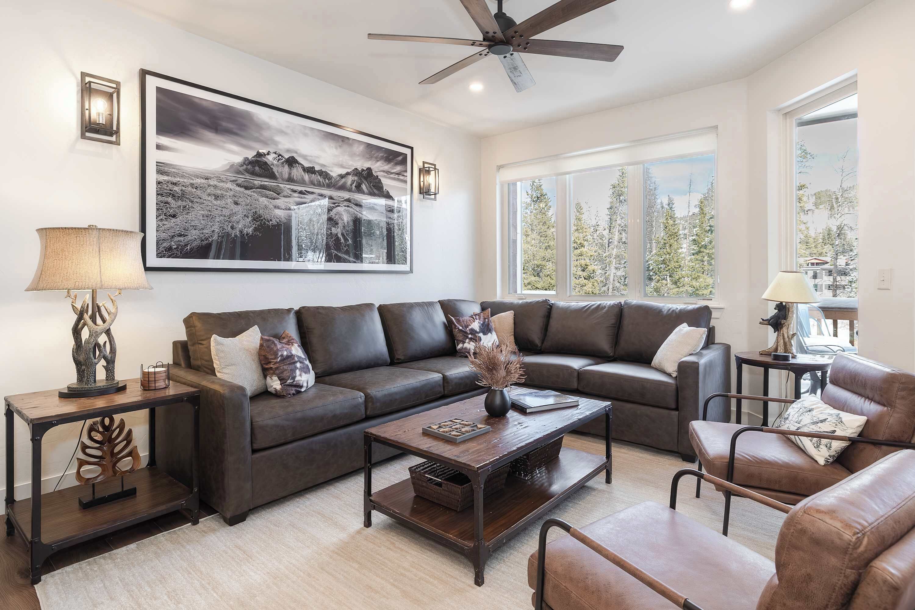 TV connectée, cheminée, chaîne hi-fi, espaces bureaux