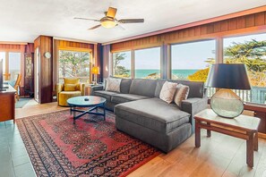 TV, fireplace, DVD player, stereo - Oceanview Home with Guest Cottage & Artist Studio (Mendocino)