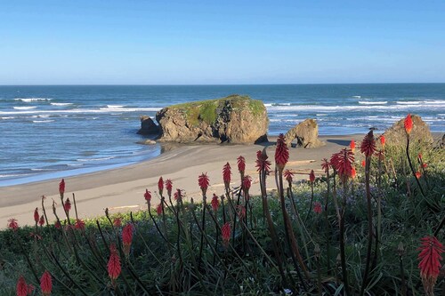 Ocean-View Manor with Large Yard, Walk to Beach
