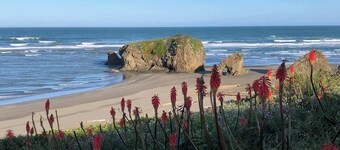 Ocean-View Manor with Large Yard, Walk to Beach