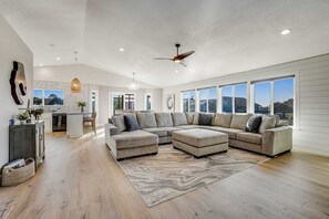 Televisión, chimenea, reproductor de DVD y oficina 