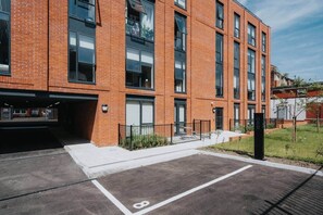 Car park at rear - Secure with shutter - Richmond Row 2 Bed Apartment (203) | Secure Parking & EV (Liverpool)