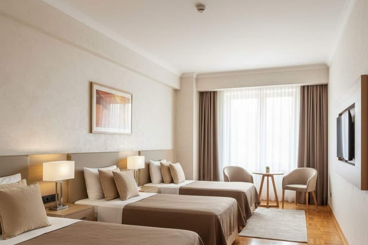 In-room safe, desk, laptop workspace, iron/ironing board