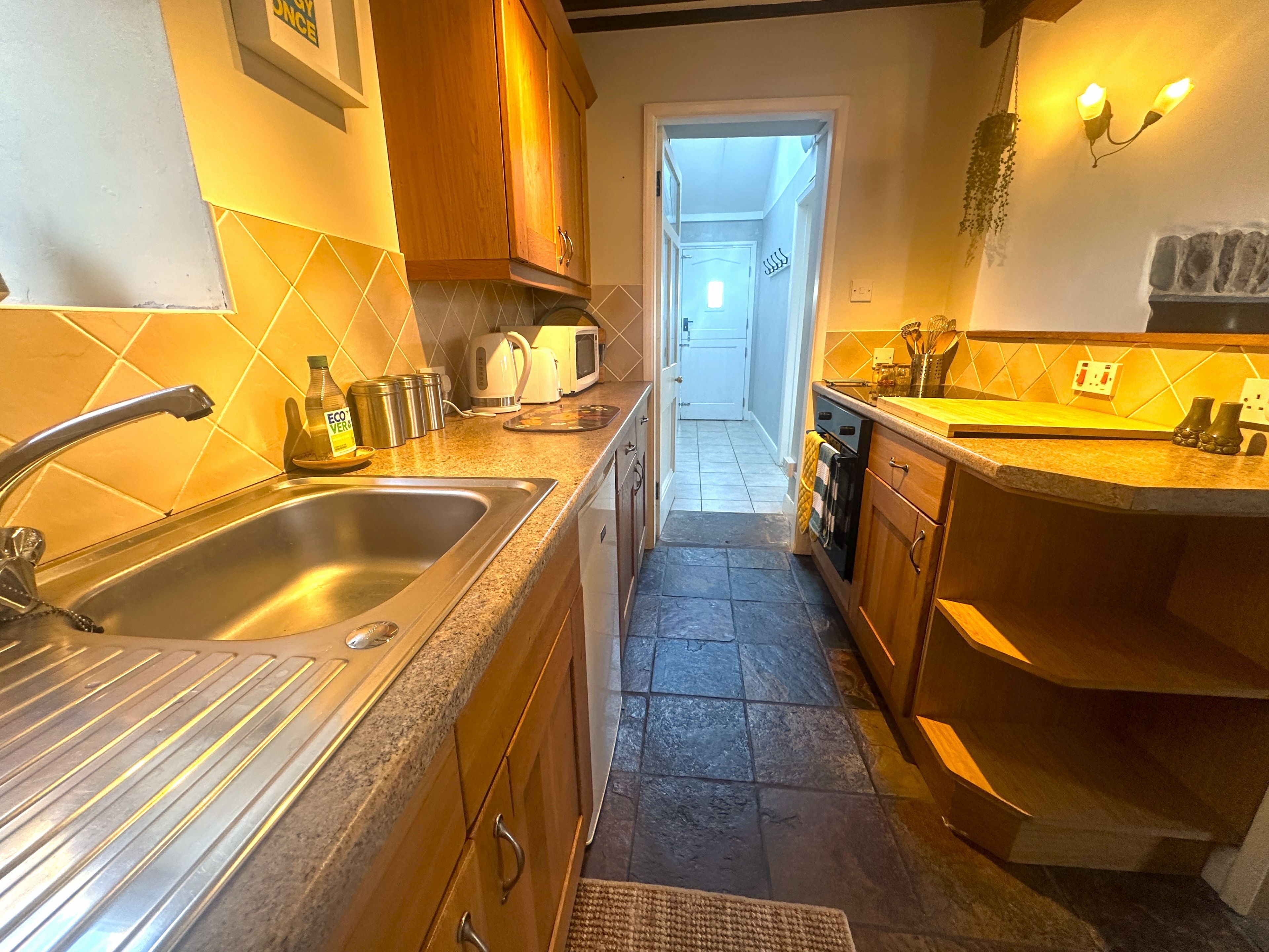 Fridge, microwave, oven, toaster